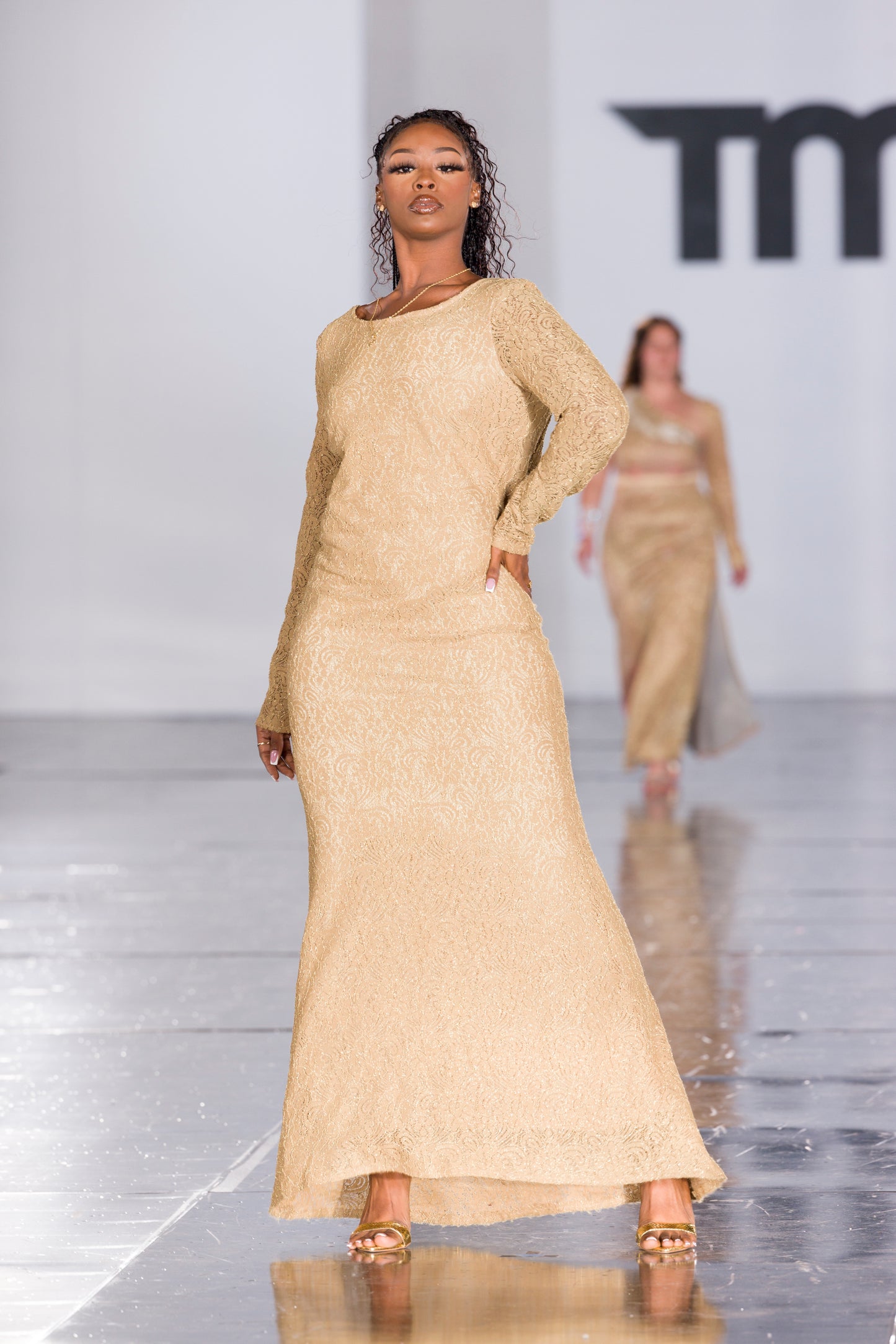 Gold Lace Evening Gown
