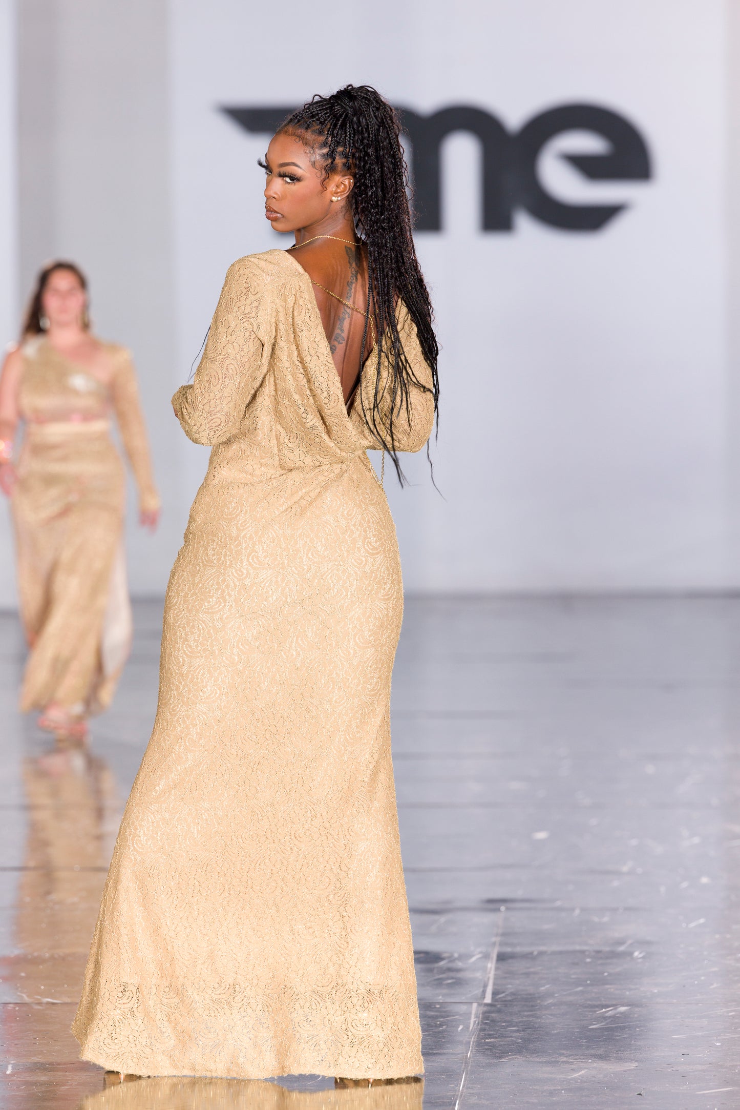Gold Lace Evening Gown