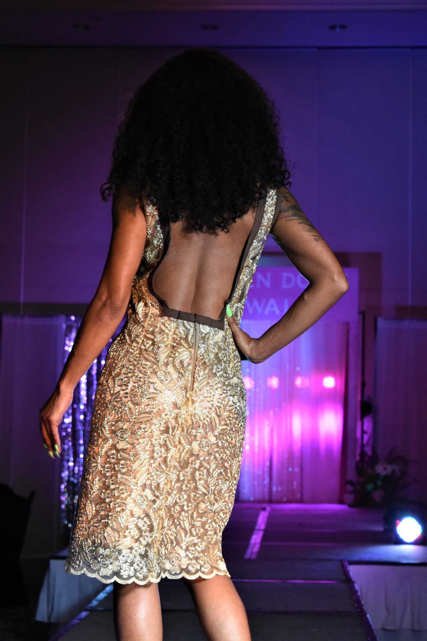 Gold African Lace Cocktail Dress